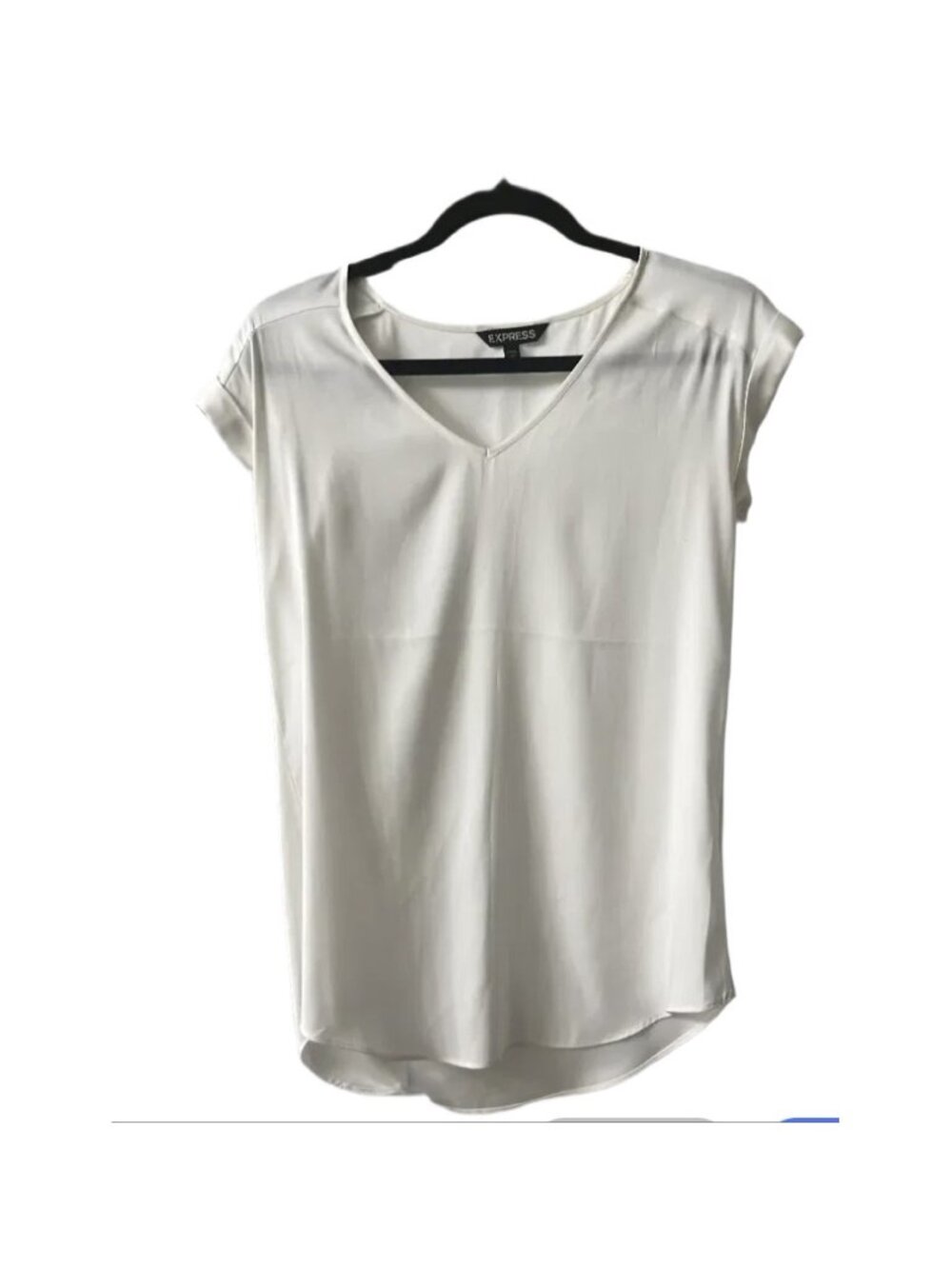 EXPRESS Ivory V-Neck Short-Sleeve Blouse XS